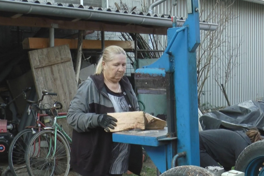 žena drvoseča