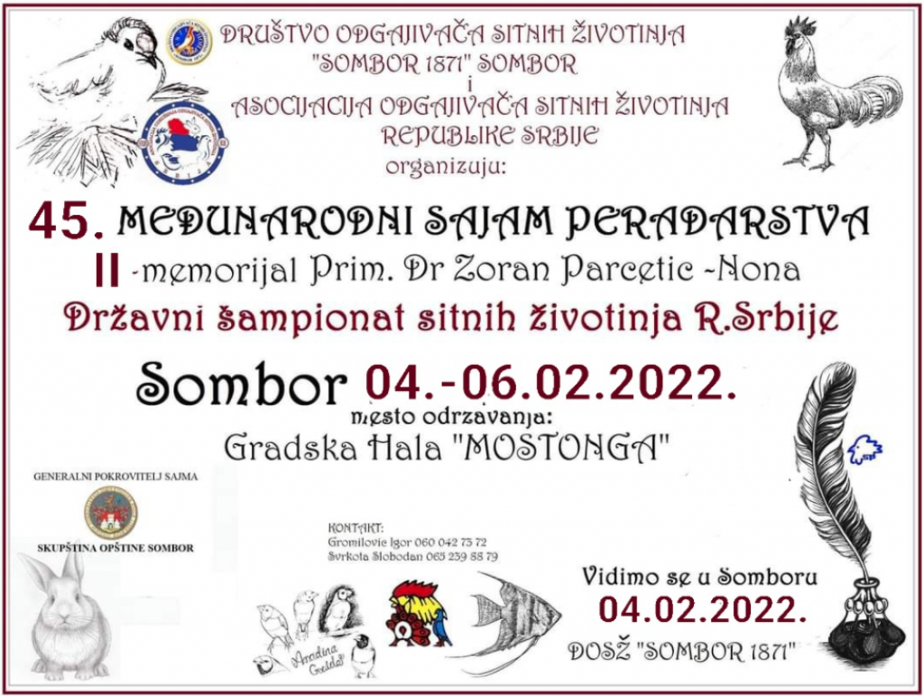 MEĐUNARODNI SAJAM PERADARSTVA Državni šampionat sitnih životinja Republike Srbije